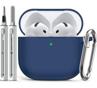 Inesore Compatible with Airpods 4 Cases Cover,Silicone Protective Case for Apple Airpods 4 Active Noise Cancellation, Support Wireless Charging and Front LED Visible, with Cleaner Pen,Navyblue