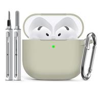 Inesore Compatible with Airpods 4 Cases Cover,Silicone Protective Case for Apple Airpods 4 Active Noise Cancellation, Support Wireless Charging and Front LED Visible, with Cleaner Pen, Morandi Green