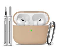 Inesore Compatible with AirPods Pro 1st/2nd Case - Light Brown | Silicone Protective Case Cover for Apple Air Pod Pro (2019/2022/2023), Unisex Design, with Cleaning Kit