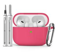 Inesore Compatible with Airpods Pro 2nd/1st Case Cover,Silicone Protective Case for Apple Airpods Pro 2nd/1st Generation Charging Case with Keychain and Cleaner Pen,for Women Men (Rose Pink)