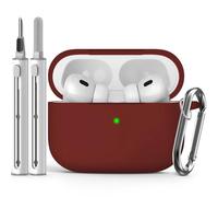 Inesore Compatible with Airpods Pro 2nd/1st Case Cover, Silicone Protective Case for Apple Airpods Pro 2nd/1st Generation Charging Case with Keychain and Cleaner Pen, (Wine Red)