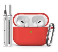 Inesore Compatible with Airpods Pro 2nd/1st Case Cover, Silicone Protective Case for Apple Airpods Pro 2nd/1st Generation Charging Case with Keychain and Cleaner Pen, for Women Men(Red)
