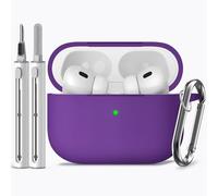 Inesore Compatible with Airpods Pro 2nd/1st Case Cover,Silicone Protective Case for Apple Airpods Pro 2nd/1st Generation Charging Case with Keychain and Cleaner Pen,for Women Men(Deep Purple)