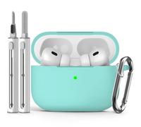 Inesore Compatible with Airpods Pro 2nd/1st Case Cover, Silicone Protective Case for Apple Airpods Pro 2nd/1st Generation Charging Case with Keychain and Cleaner Pen, for Women Men(Mint Green)
