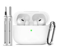 Inesore Compatible with Airpods Pro 2nd/1st Case Cover,Silicone Protective Case for Apple Airpods Pro 2nd/1st Generation Charging Case with Keychain and Cleaner Pen,for Women Men(White)