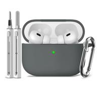 Inesore Compatible with Airpods Pro 2nd/1st Case Cover,Silicone Protective Case for Apple Airpods Pro 2nd/1st Generation Charging Case with Keychain and Cleaner Pen,for Women Men(Grey)