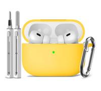 Inesore Compatible with Airpods Pro 2nd/1st Cases Cover,Silicone Protective Case for Apple Airpods Pro 2nd/1st Generation Charging Case with Keychain and Cleaner Pen,for Women Men(Yellow)