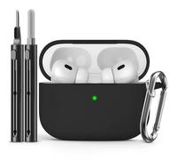 Inesore Compatible with Airpods Pro 2nd/1st Cases Cover,Silicone Protective Case for Apple Airpods Pro 2nd/1st Generation Charging Case with Keychain and Cleaner Pen,for Women Men-Black