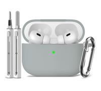 Inesore Compatible with Airpods Pro 2nd/1st Cases,Silicone Protective Case for Apple Airpods Pro 2nd/1st Generation Charging Case with Keychain and Cleaner Pen,for Women Men(Light Grey)