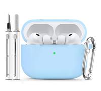 Inesore Compatible with AirPods Pro 3 Case(2025) with Cleaning Kit, Silicone Protective Case Cover for Apple Air Pod Pro 3rd Charging Case,Unisex Design - Sky Blue