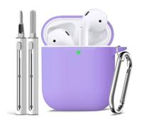 Inesore Compatible with AirpodsCase Cover, Soft Silicone Protective Case for Apple AirPods 2nd/1st Generation Charging Case with Keychain and Cleaner Pen, for Women Men-Purple