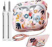 Inesore for AirPods Pro 3 Case (2025) with Lock-Pink Berry Flower | Two-Piece Design,with Gold Keychain & Clean Pen, As Phone Stand,Support Wireless Charging,Cute Luxury Case for Women Girly