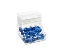 Inevibe Soporte para cápsulas de lavandería y dispensador de hojas para secadora, contenedor acrílico de 2 compartimentos con tapas para almacenar alfileres de ropa, bolas de algodón, cápsulas de