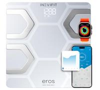 INEVIFIT EROS Bluetooth Báscula de grasa corporal inteligente BMI Analizador de cuerpo digital de alta precisión para baño blanco plataforma grande 11.8 "x11.8"