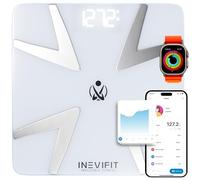 INEVIFIT Escala inteligente de grasa corporal, analizador digital de composición corporal de baño Bluetooth altamente preciso blanco ampliación de la plataforma 11 "x11"