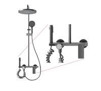 INEX EUROPA - STELO Columna de baño ducha con Cabezal redondo, Negro Gris Titaneo con 3 años de garantia, 4 Modos de operaciones Ducha de mano, cabezal redondo, chorro concentrado y grifo para bañera