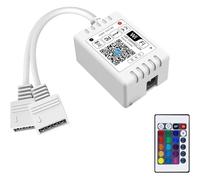 iNextStation Wifi RGB Tira LED Controlador 4 pin con IR Remote Control de 24 Teclas, Compatible con Alexa, Google, IFTTT para 5050/3535 RGB Tiras LED (2 puertos)