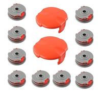 INF 10 bobinas de recortadora y repuesto de hilo compatibles con Flymo FLY021 - ABS y nailon, gris, 9,5 x 8,7 cm, incluye 2 tapas