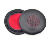INF 2 almohadillas de repuesto compatibles con Plantronics Voyager Series - Proteína Cuero viscoelástico negro/rojo, 8 cm x 8 cm x 2 cm
