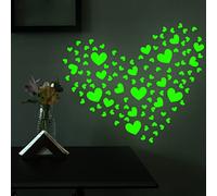 INF 2 Hojas de Vinilos de Corazones que Brillan en la Oscuridad, Vinilos Luminosos de Pared, Vinilos Autoadhesivos de Juego de Pared para Habitación Infantil para Vinilos que Brillan en la Oscuridad
