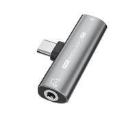 INF Adaptador de Cargador y Auriculares USB-C a 3,5 mm para Dispositivos con Conector USB-C Compatible con reproducción de música 5 cm 1 Adaptador (Gris)