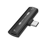 INF Adaptador de Cargador y Auriculares USB-C a 3,5 mm para Dispositivos con Toma USB-C de 5 cm 1 x Adaptador de Carga y Auriculares (Negro)