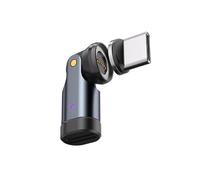 INF Adaptador magnético tipo C de 9 pines 540° giratorio 240 W + cabezal magnético tipo C - Carga rápida y transferencia de datos, color negro, aleación de aluminio, 3,5 cm, indicador LED