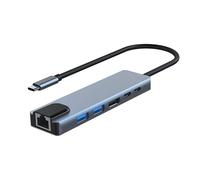 INF Adaptador multipuerto USB-C USB-A USB-C Conectores HDMI RJ45 para dispositivos USB Pantalla HDMI 4K 1 x Adaptador multipuerto USB-C (Gris)