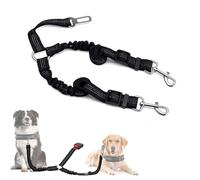INF Cinturón de seguridad doble para mascotas: correa de nailon ajustable para perros de viaje, compatible con diferentes marcas de coches