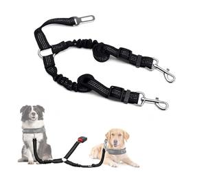 INF Cinturón de seguridad doble para mascotas: correa de nailon ajustable para perros de viaje, compatible con diferentes marcas de coches