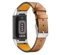 INF Correa de cuero marrón para Fitbit Charge 5 Correa de repuesto de cuero suave Mujeres Hombres