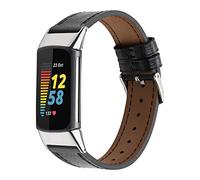 INF Correa de piel de 18 mm de ancho compatible con Fitbit Charge5 para mujeres y hombres, color negro