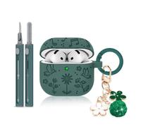 INF Funda protectora de silicona con relieve 3D de mariposas y flores, compatible con AirPods 4, agradable al tacto, resistente al polvo, lavable