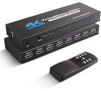 INF HDMI Switch 7x1 con Control Remoto 4K@60Hz e IR, con Varios Dispositivos HDMI Que Incluyen para Nintendo Switch, Xbox Series X, PC, laptops y Reproductores de BLU-Ray, Roku