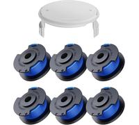 INF Juego de 6 bobinas de corte con hilo para RYOBI - 5,5 cm de diámetro, 3,3 m de hilo por bobina - Incluye 1 tapa protectora