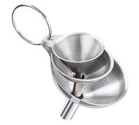 INF Juego de embudos pequeños, embudos de cocina de acero inoxidable de 3 piezas, 3 tamaños, tono plateado