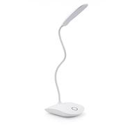 INF Lámpara de mesa LED, lámpara de escritorio, lámpara de noche, luz, lámpara, giratoria, base flexible, regulable, funciona con pilas, blanco
