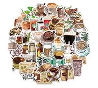 INF Paquete de 50 pegatinas con motivos de café decoración taza de café máquina de café pegatinas DIY 6,3 x 6 x 0,1 cm