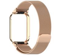 INF Pulsera para Xiaomi Band 9 Pro con marco metálico y correa milanesa - Oro rosa