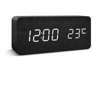 INF Reloj Despertador Digital LED con conexión de Carga USB, Pantalla de dígitos Grandes, Brillo Ajustable, Reloj Despertador, Calendario, Reloj de Mesa - Negro