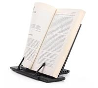 INF Soporte ergonómico para libros negro, ajustable, plegable, de metal, antideslizante, con soportes laterales, ángulo de lectura óptimo para escritorio, oficina, biblioteca y cama