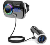 INF Transmisor FM inalámbrico para coche, Bluetooth 5.0, adaptador Bluetooth con cargador USB, puerto AUX y LED