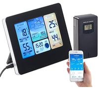 infactory ACCESO INALÁMBRICO A INTERNET termómetro: Estación meteorológica de radio WLAN con sensor exterior, Pantalla a color, Reloj y aplicación gratuita (Estación meteorológica estupendo Monitor)