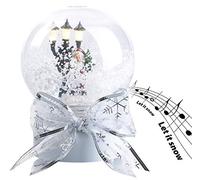 Infactory Globos de Nieve de Navidad - Bola: Globo de Nieve con Papá Noel Cantando, Mini farola de Calle con Leds, Activa luz, Sonido y torbellino de Nieve al Tocar (Esfera Cristal, Globo música)