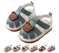 Infant Boys Girls Squeaky Sandals Kids Cartoon Bear Closed Toe Anti Slip Prewalker Cute Baby Premium Rubber Sole Outdoor Beach Shoes Toddler Summer First Walking Shoes