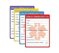 Infant I.C.E. in Case of Emergency Car Safety Seat Sticker Emergency Contact Labels 10.2 x 7.6 cm Child I.D. Etiqueta de alerta de información médica para asiento de coche infantil, 24 unidades