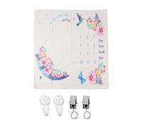 Infant Milestone Blanket | 39.4 Inch Wide Flowers Birds Style | First Year Calendar Photo Prop for Newborn Toddler | Soft Polyester Mat for Newborn Celebration Present