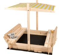 Infantil Cajón de Arena con Techo Cubierta Tapa Madera, Banco Boden 120