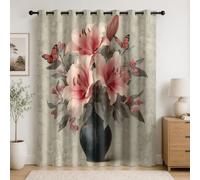 Infantil Cortinas Opacas Aislantes 2 Paneles 140An x 175Al cm Estilo Europeo Floral Primer Plano Hogar Decorativa Suave Poliéster Termicas Cortina con Ojales Verde para Salon Dormitorio Oficina