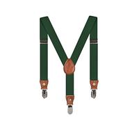 Infantil Niños Niñas Tirantes Ajustable Elásticos Y-Forma Con 3 Clips De 2.5 cm Ancho Accesorios Raya - Verde botella